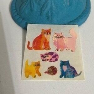Vintage 90s Sandylion Shiny Cat Sticker Sheet Colorful Feline Collectible
